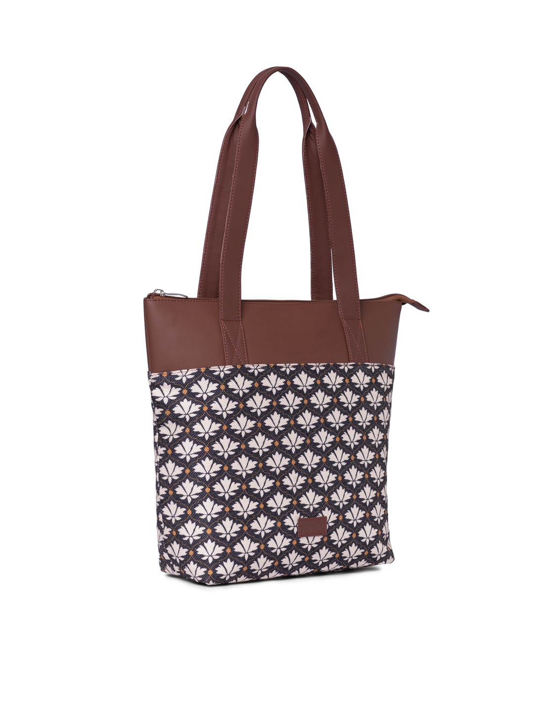 ZOUK Ethnic Motifs Printed Structured Jute Tote Bag