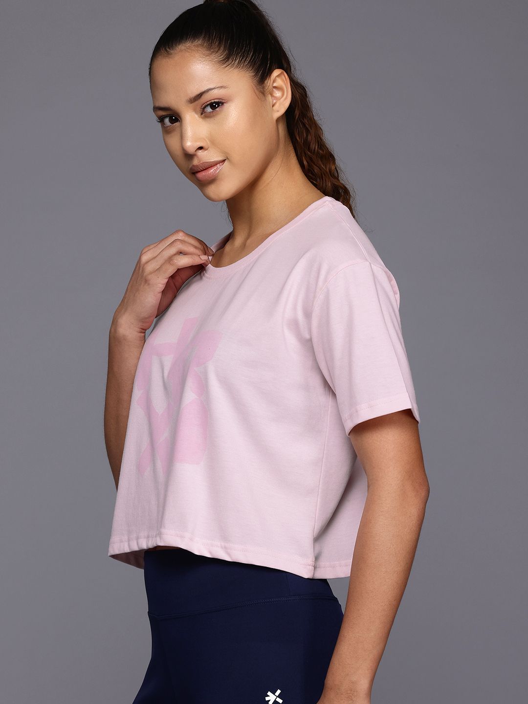 HRX by Hrithik Roshan Brand Logo Print Boxy Yoga T-shirt