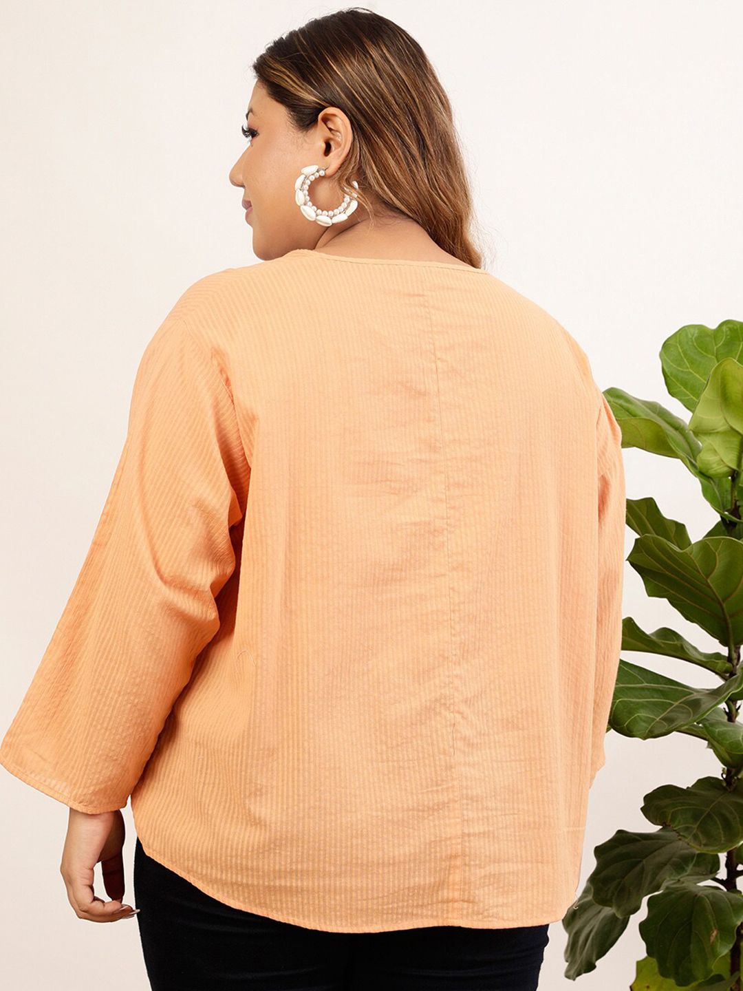 CURVY STREET V-Neck Flared Sleeves Top