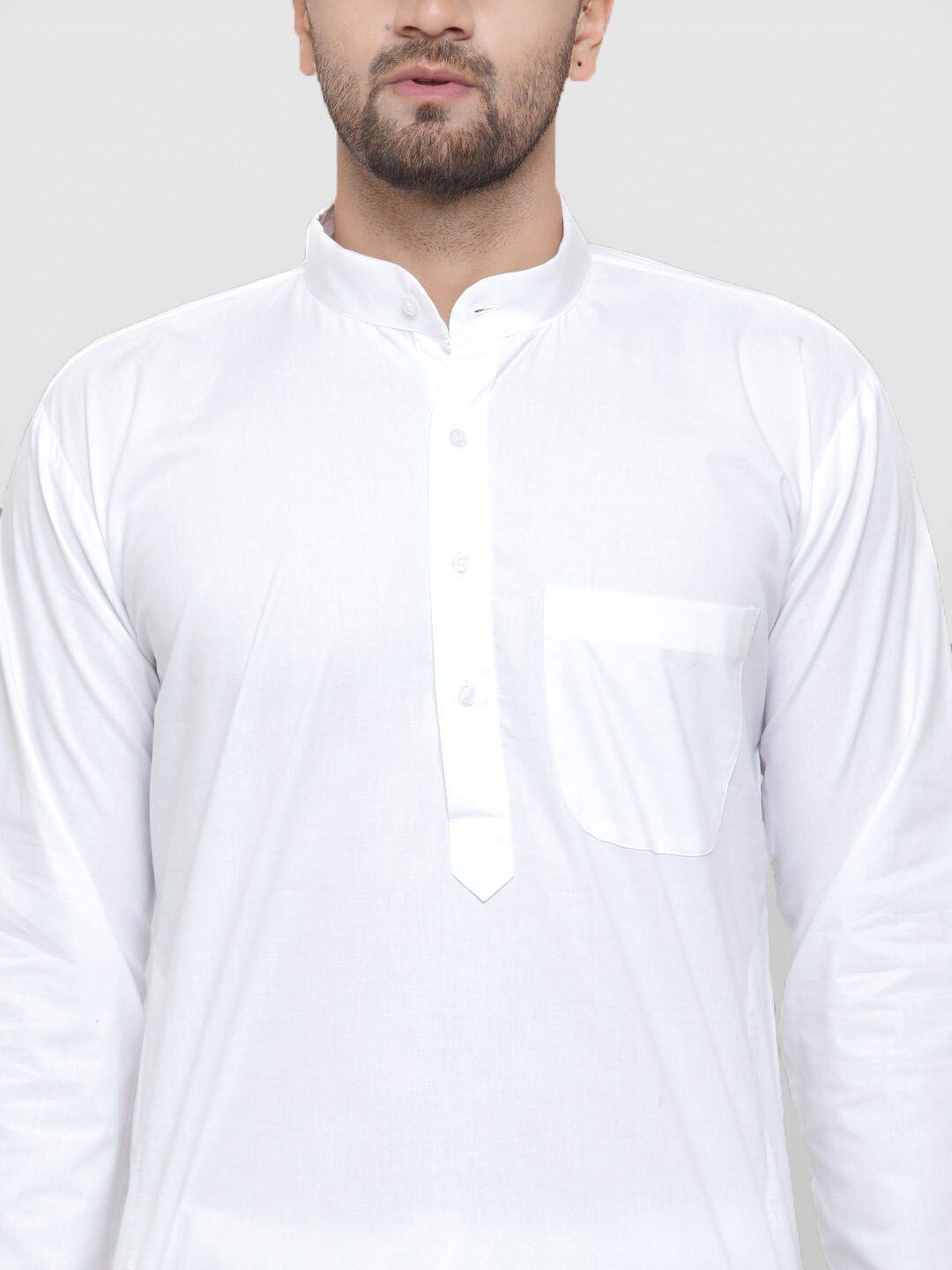 Jompers Band Collar Pure Cotton Kurta with Pyjamas