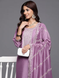 Indo Era Floral Embroidered Regular Sequinned Kurta with Trousers & Dupatta