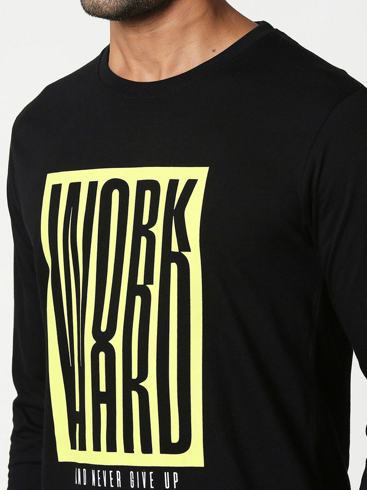 Bewakoof Men Black & Yellow Printed Round Neck T-shirt