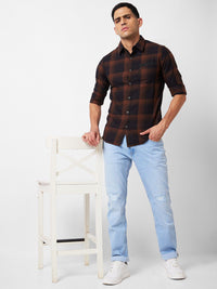 SPYKAR Slim Fit Opaque Checked Cotton Casual Shirt