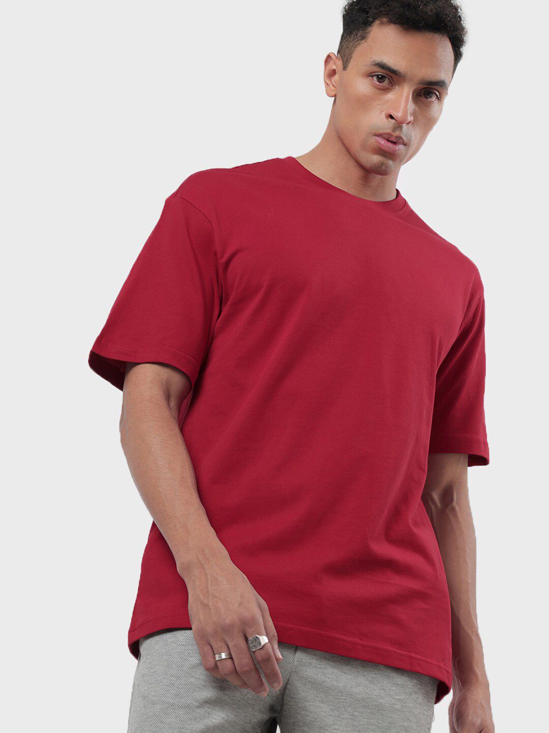 Bewakoof Men Red Oversized T-shirt