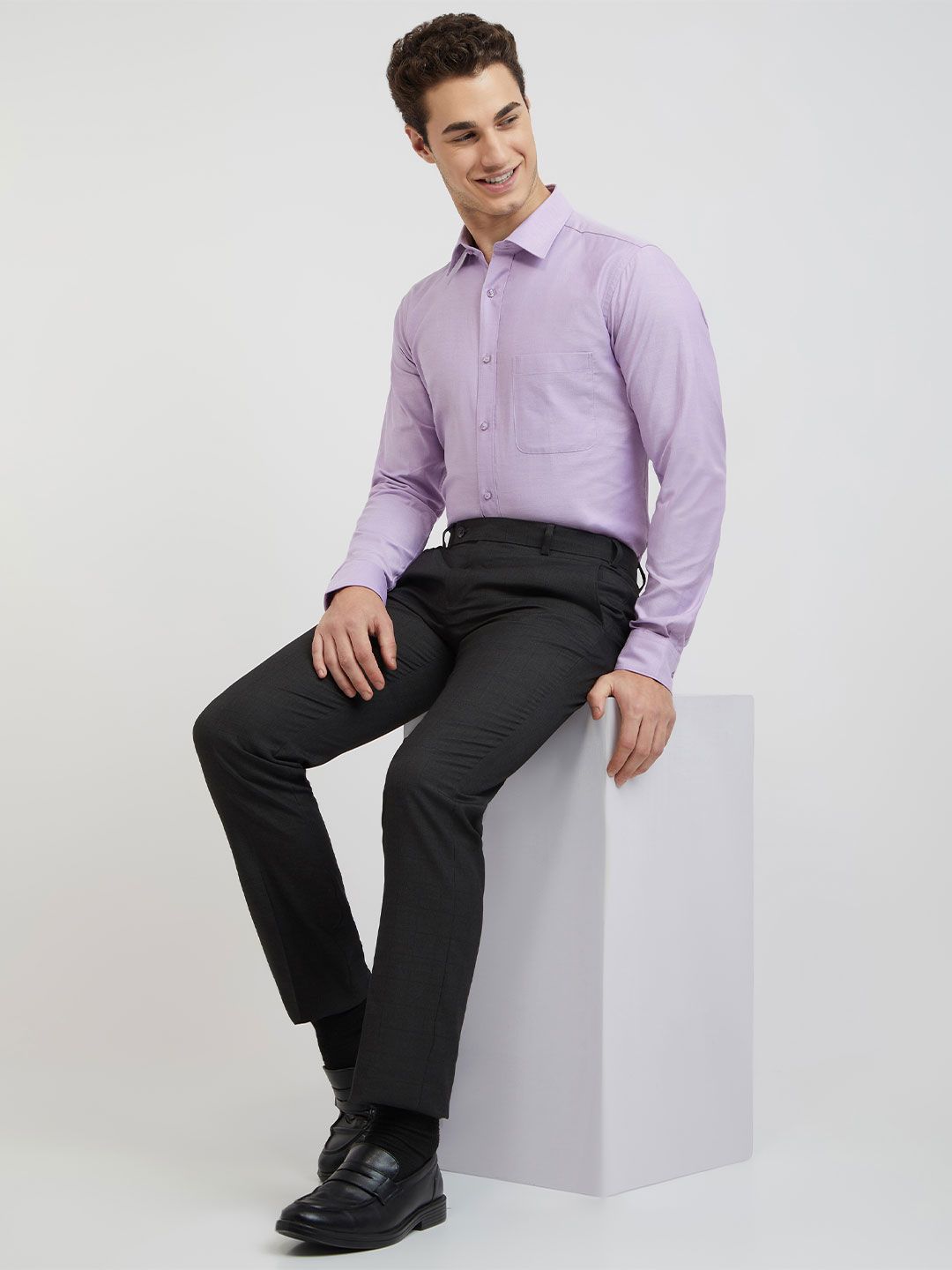 Raymond Men Purple Pure Cotton Slim Fit Formal Shirt