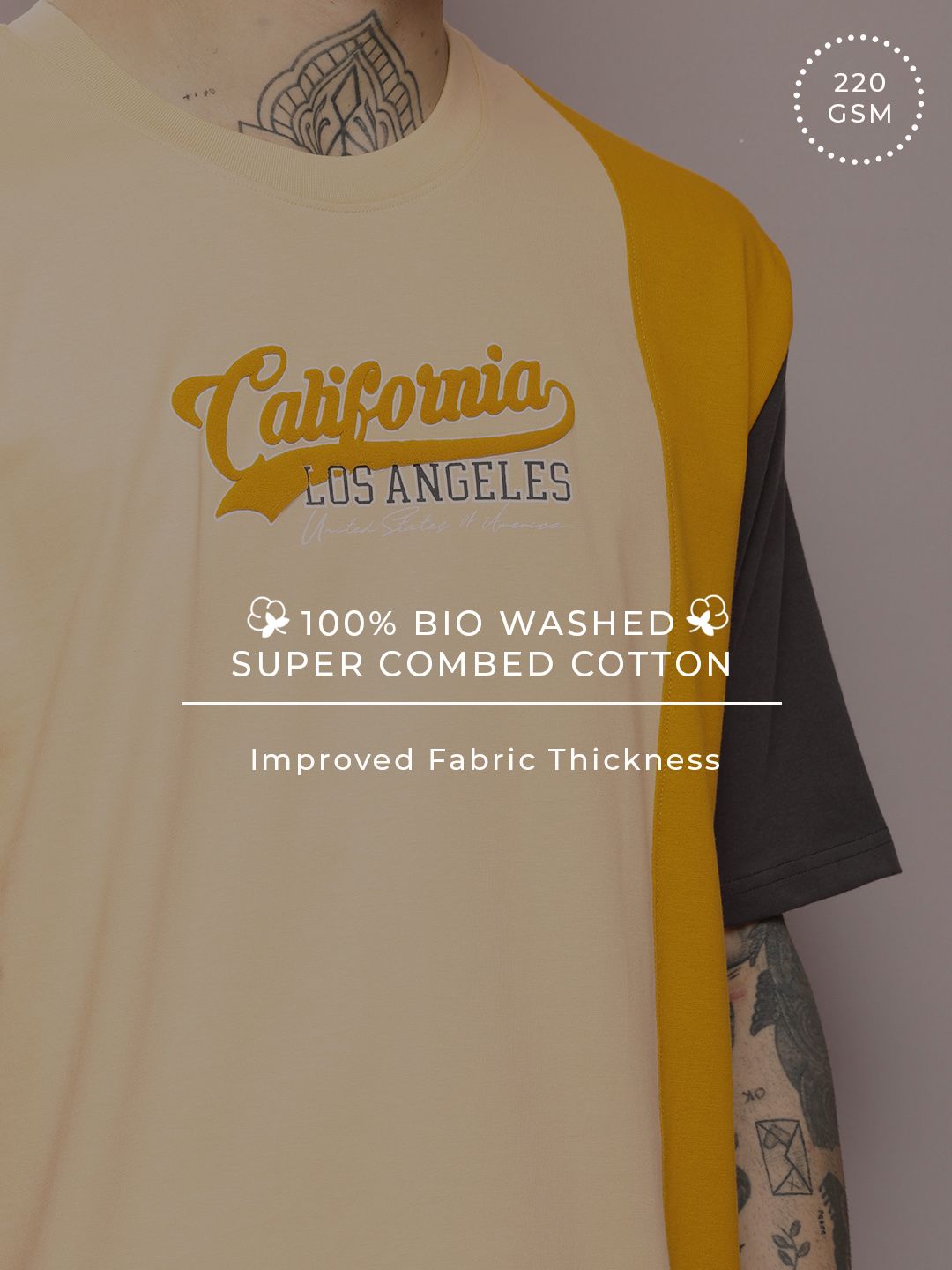 DILLINGER Men Varsity Printed Embossed Oversized T-shirt