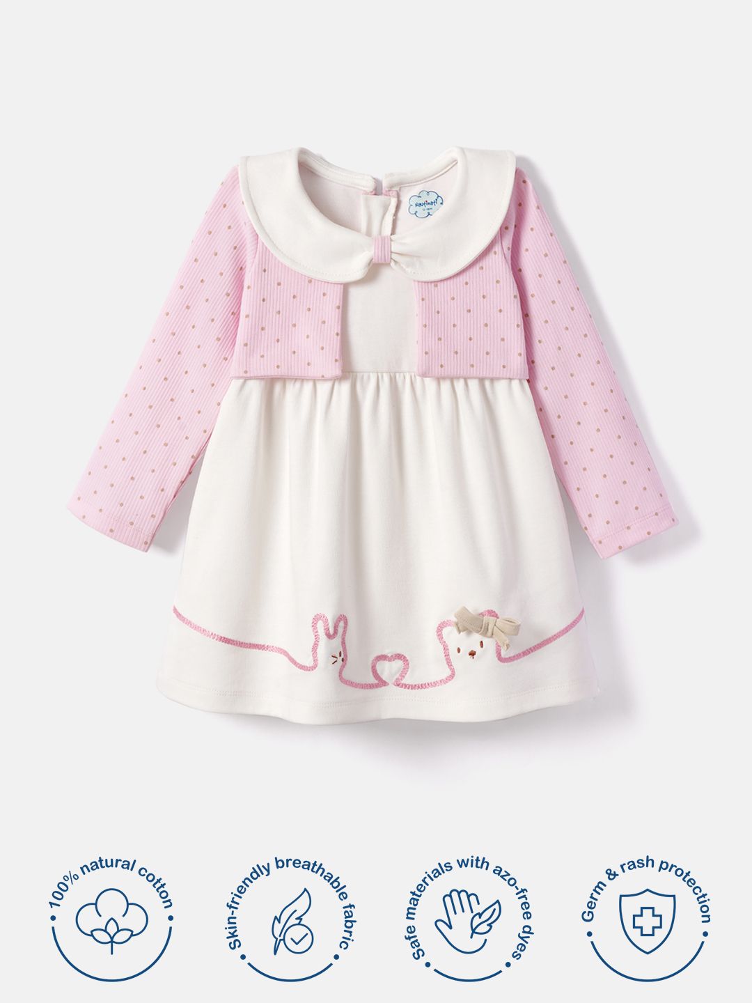 Nauti Nati Girls Polka Dot Cotton  Peter Pan Collar A-Line Dress