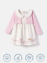 Nauti Nati Girls Polka Dot Cotton  Peter Pan Collar A-Line Dress