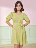 AND Women Puff Sleeve A-Line Dress