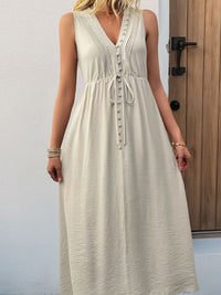 all about you Solid V-Neck A-Line Midi Dress