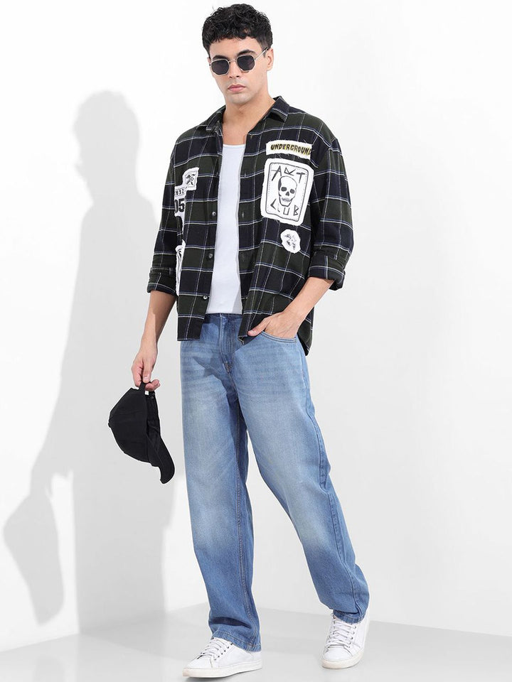 The Indian Garage Co Men Relaxed Fit Mid-Rise Low Distress Heavy Fade Jeans