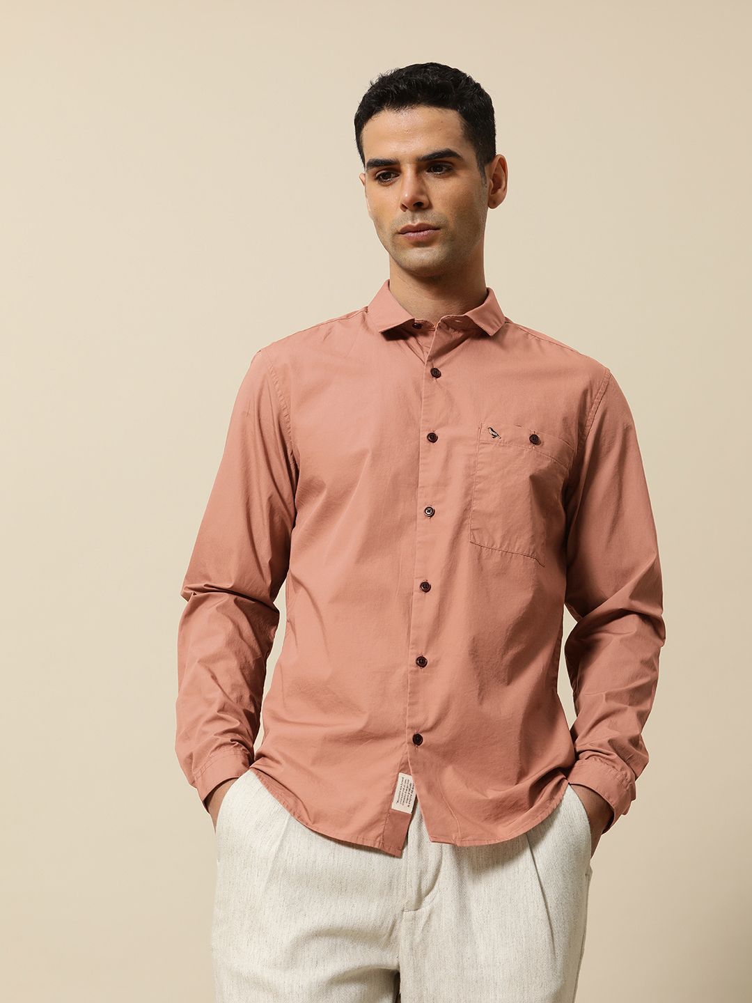 Mr Bowerbird Men Pure Cotton Tailored Fit Spread Collar Casual Shirt