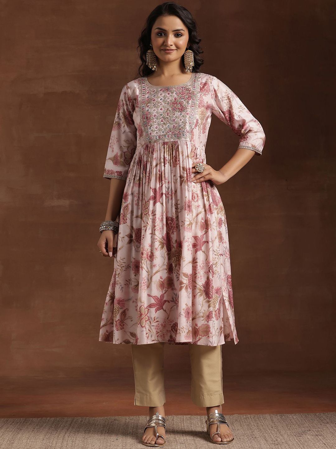 Libas Floral Printed Pleated Kurta