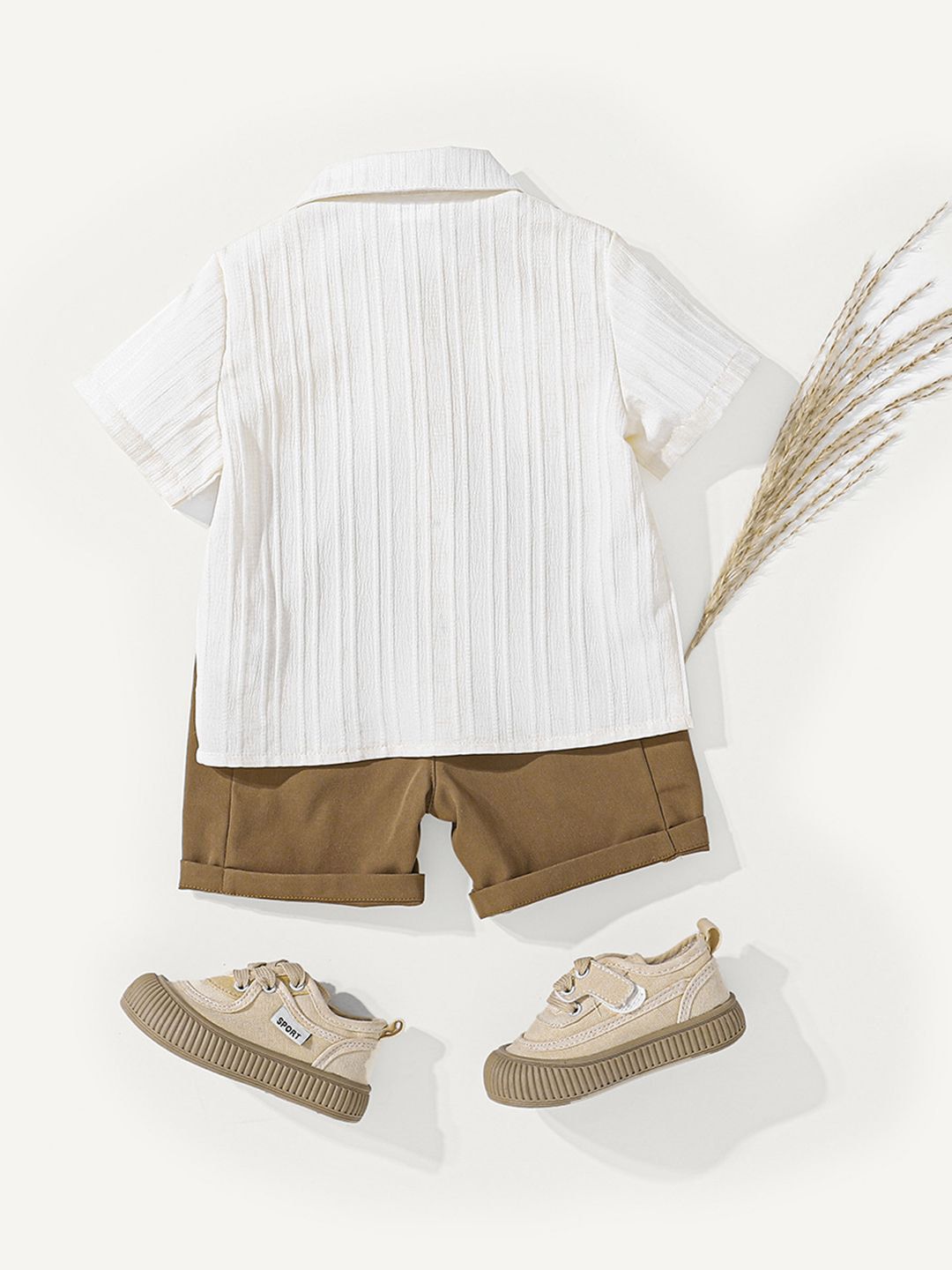 YK Boys Self Design Short Sleeves Shirt With Shorts