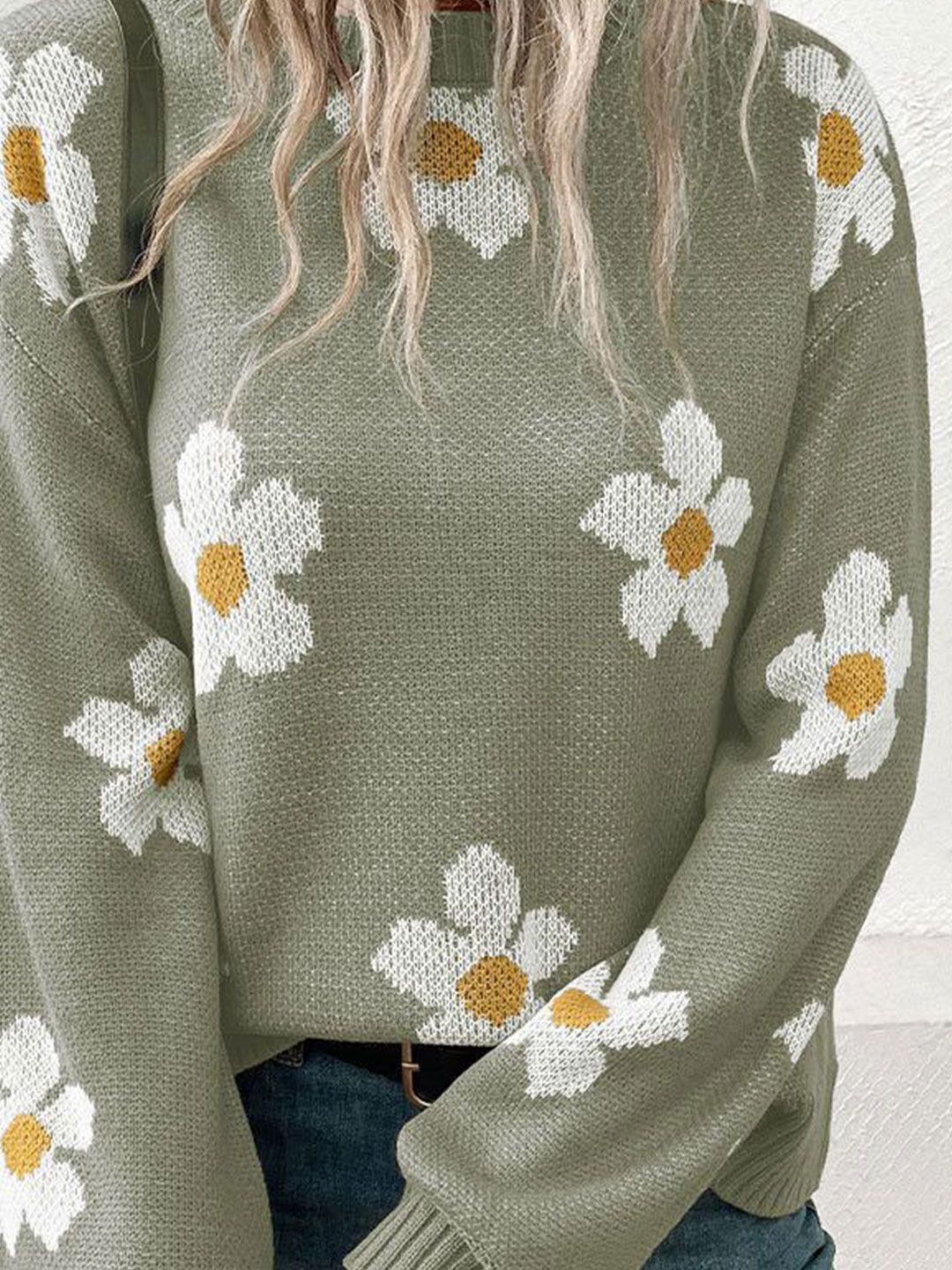 DressBerry Women Floral Longline Pullover Sweaters