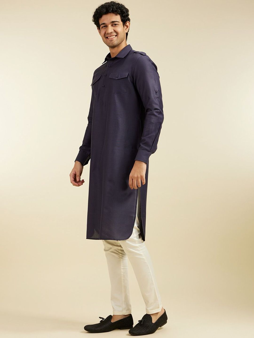 Diwas by Manyavar Shirt Collar Pathani Kurta