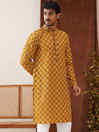 Jompers Men Geometric Embroidered Sequinned Kurta