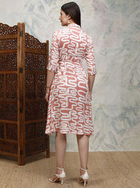 Vishudh Women Abstact Printed Shirt Midi Dress