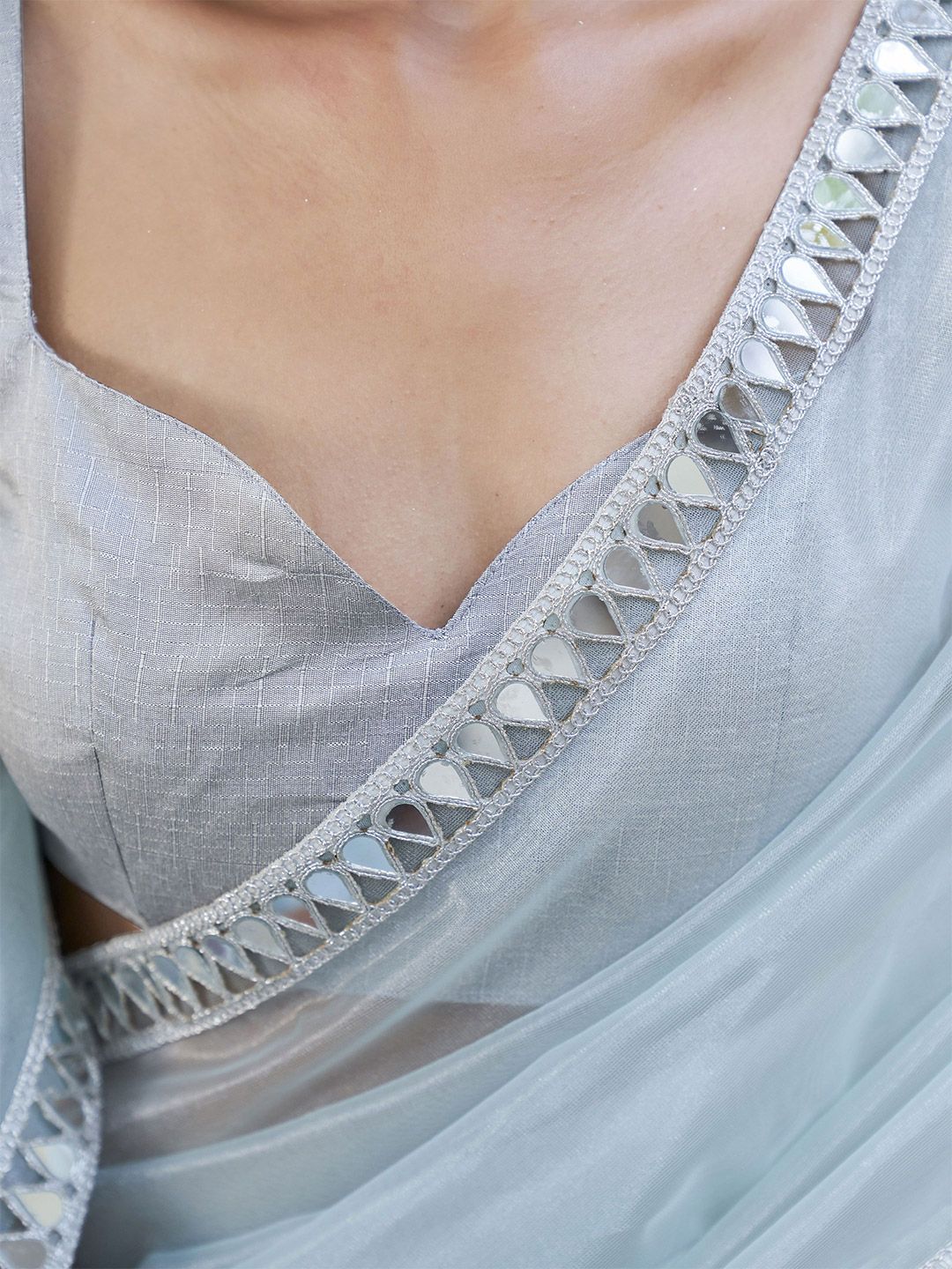 Tikhi Imli Embellished Mirror Work Net Saree