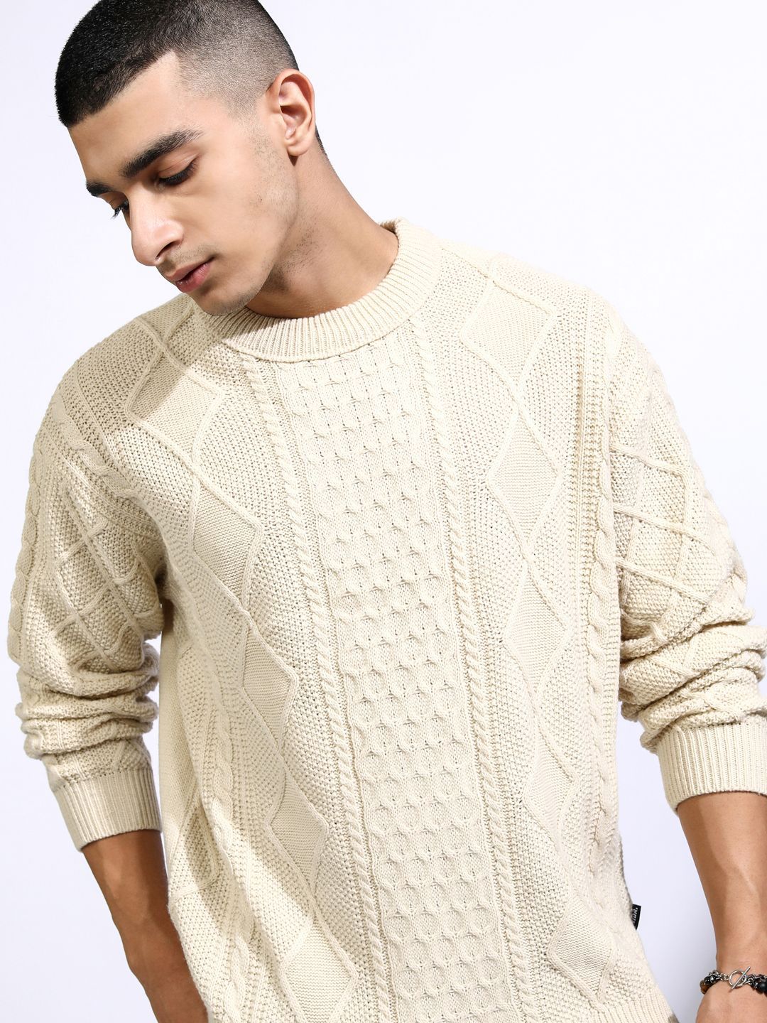 HIGHLANDER Men Cable Knit Pullover Sweaters
