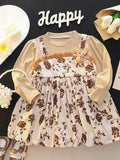 YK Girls Floral Print Peplum Maxi Dress