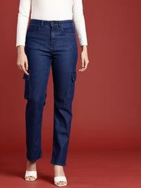 all about you Women Straight Fit Light Fade Stretchable  Cargo Jeans