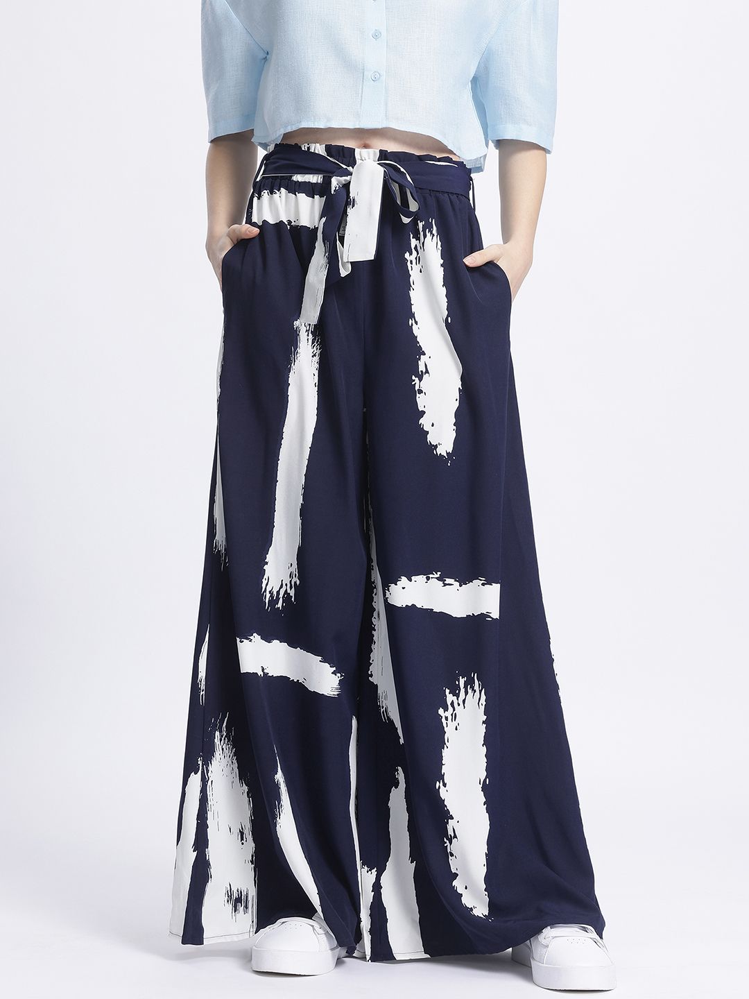 DressBerry Women Abstract Art Wide Leg Trousers