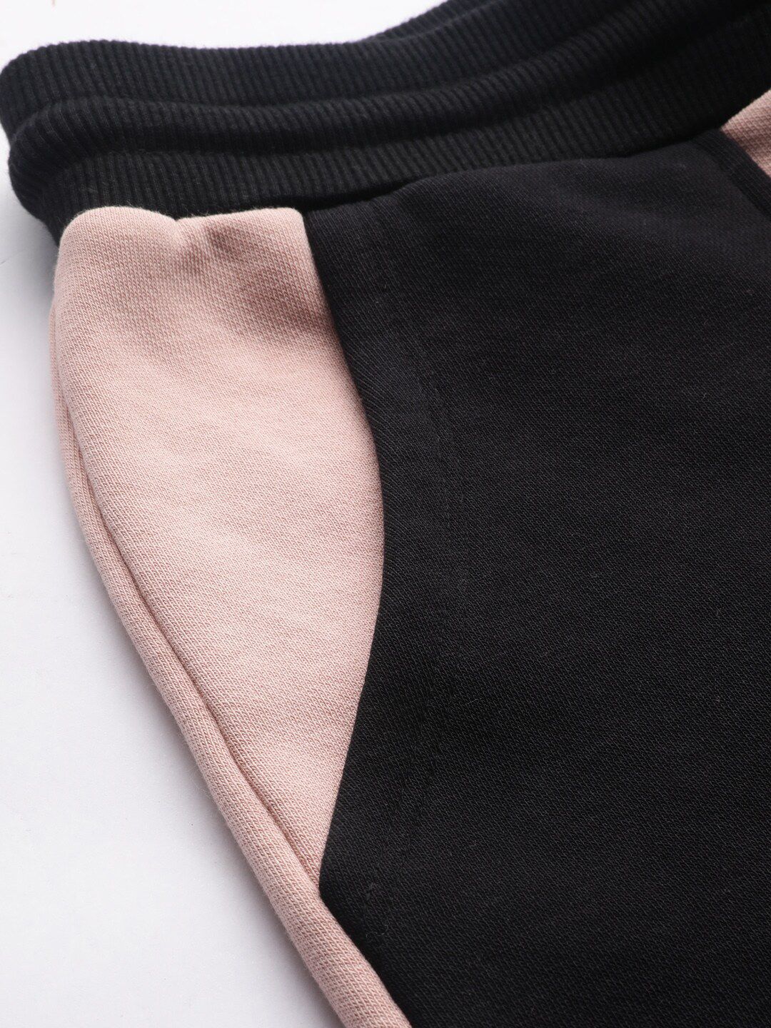 STREET 9 Women Pink & Black Colourblocked Slim Fit Solid Joggers