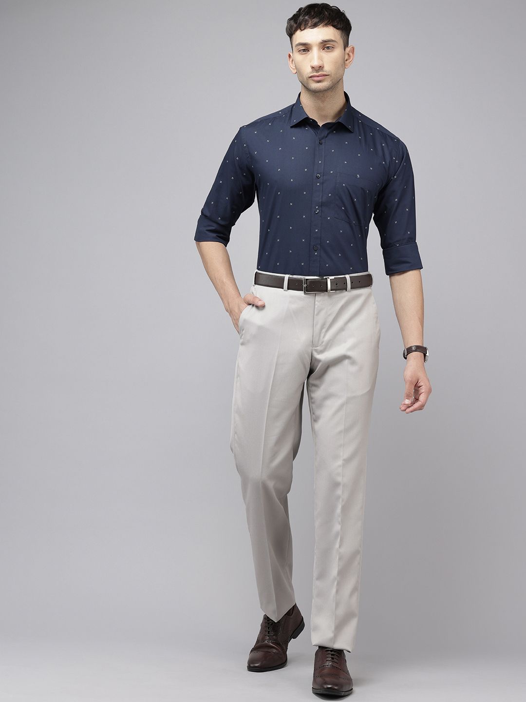 Park Avenue Men Textured Formal Trousers