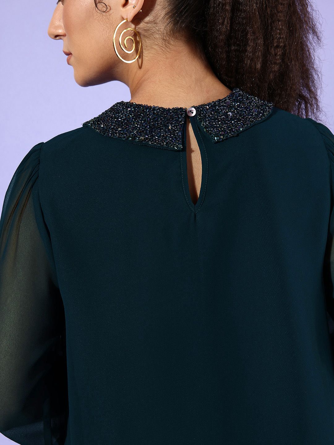 QUIERO Puff Sleeve Georgette Top