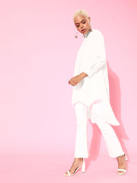 Berrylush Women White Solid Asymmetrical Top