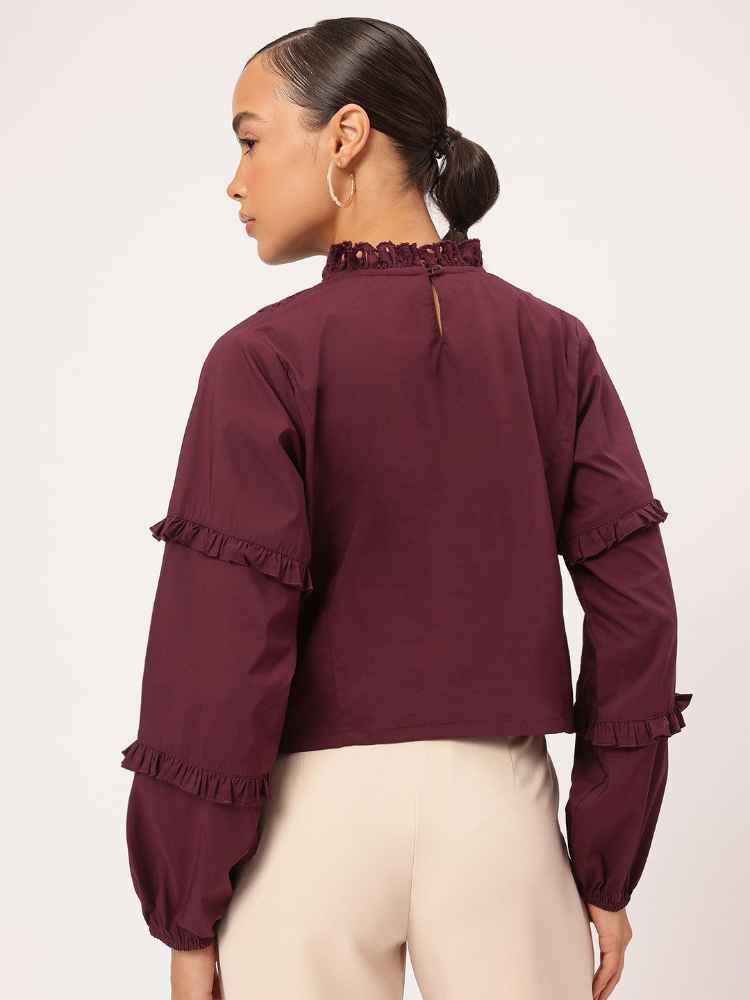 DressBerry Flirty Frills Schiffli Embroidered Top