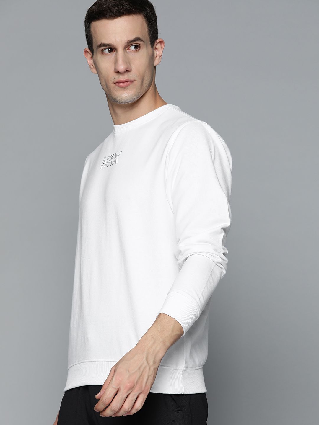 HRX by Hrithik Roshan Men White Brand Logo Printed  Sweatshirt