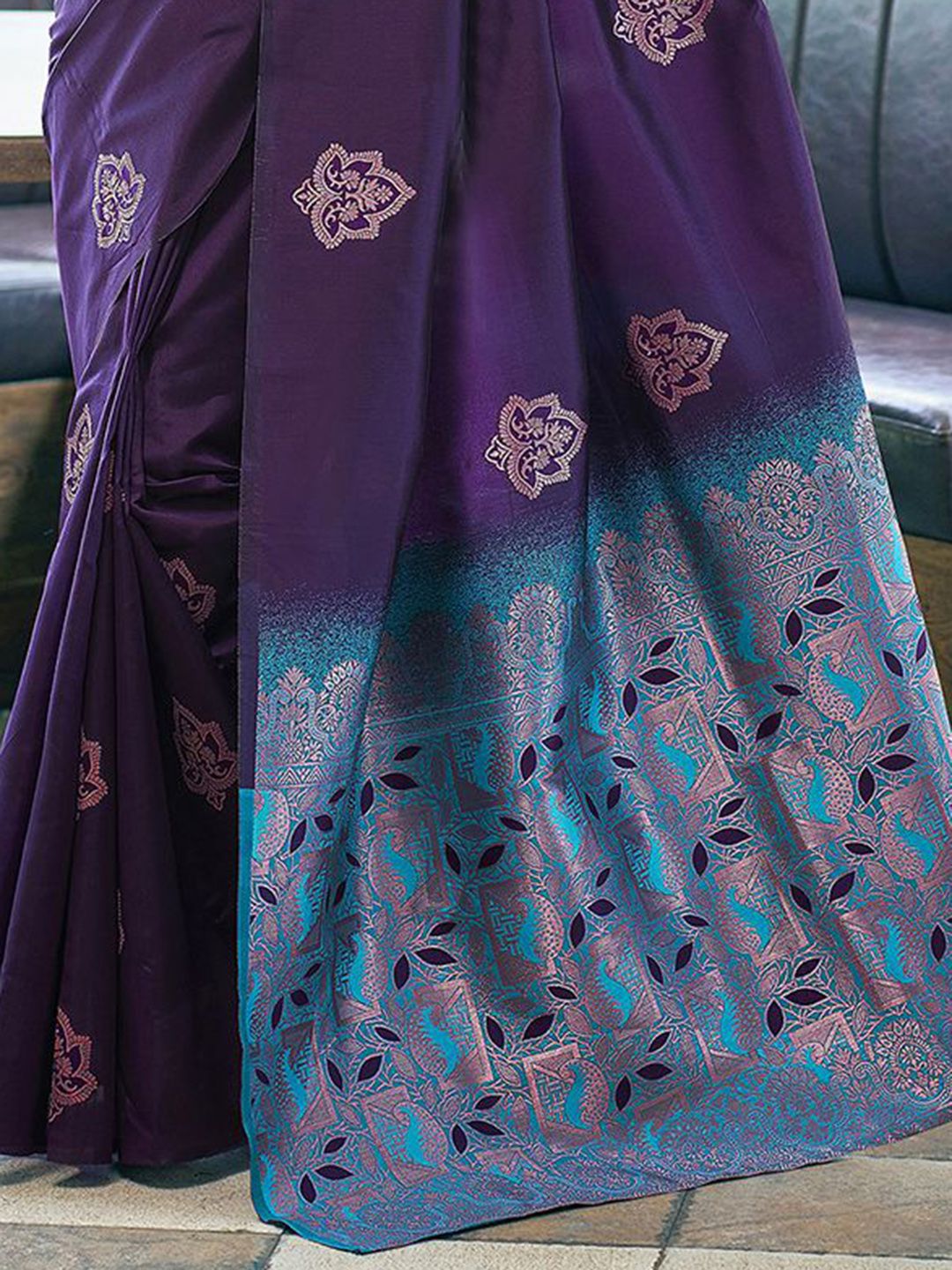 KALINI Floral Zari Silk Blend Saree