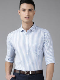 Park Avenue Men Blue Slim Fit Striped Formal Shirt