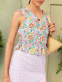 DressBerry Color Pop Petals Tiered Tie-Ups Top