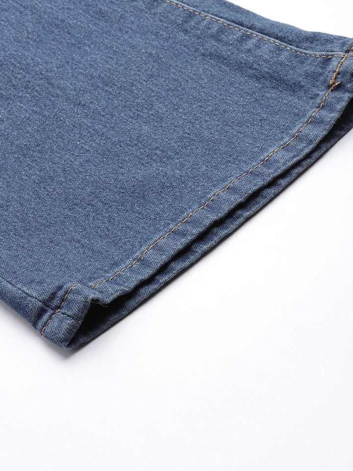 DressBerry Women Blue Flared Low Distress Light Fade Stretchable Jeans