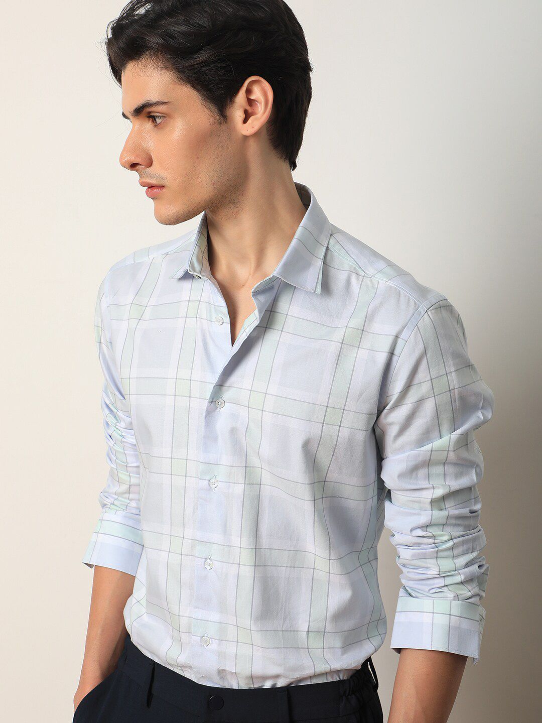 RARE RABBIT Men Tarkin Slim Fit Tartan Checked Cotton Shirt