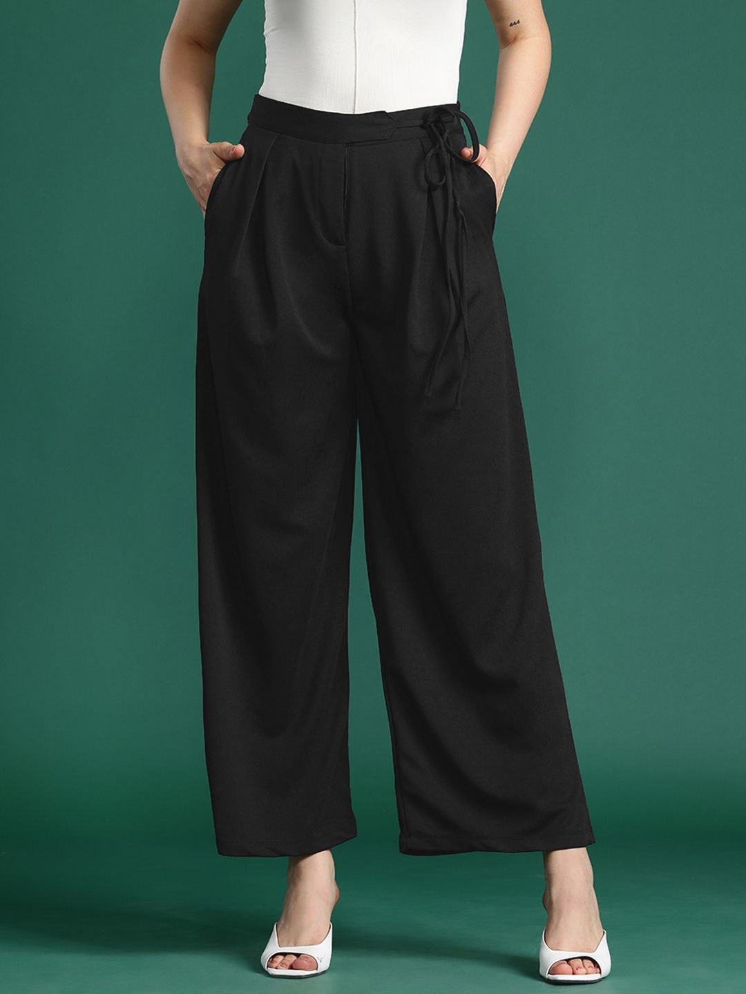 DressBerry Women High-Rise Pleated Trousers