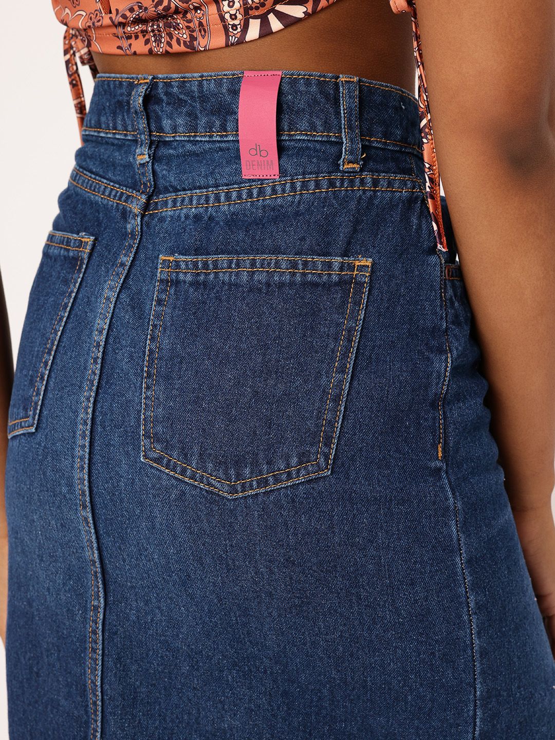 DressBerry Women Street Edge High Rise Ripped Denim Faded Asymmetric A-Line Skirt