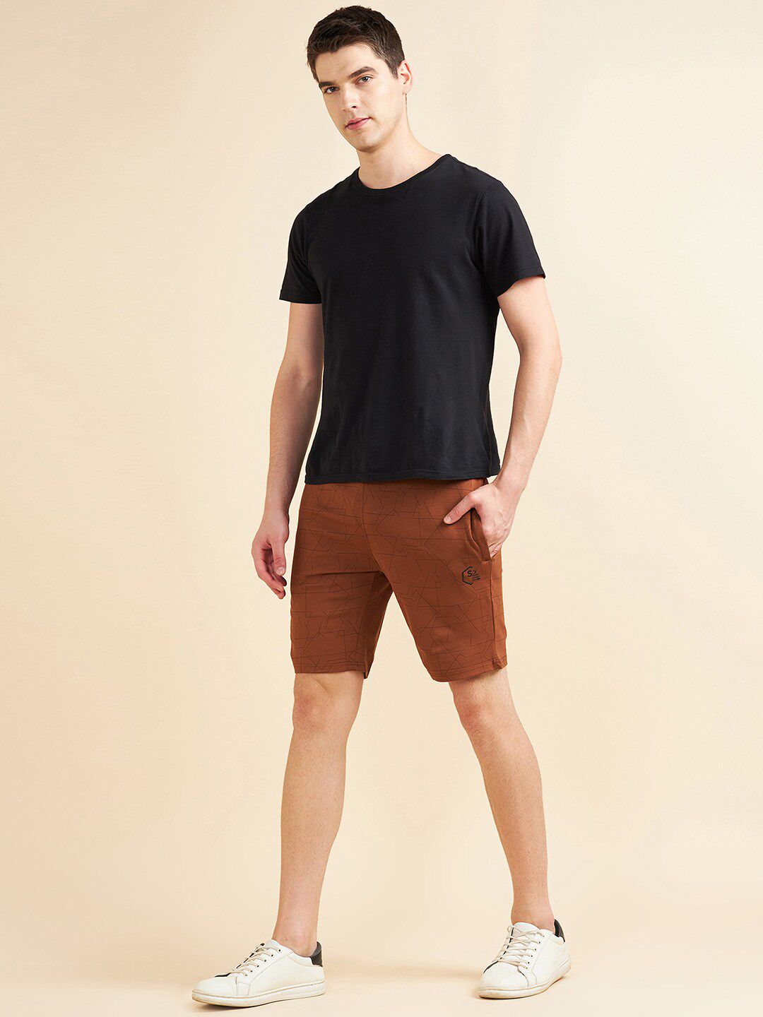 Sweet Dreams Men Brown Mid-Rise Cotton Shorts