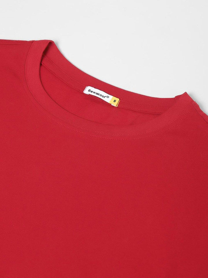 Bewakoof  Red Graphic Printed Cotton Oversized Fit T-shirt
