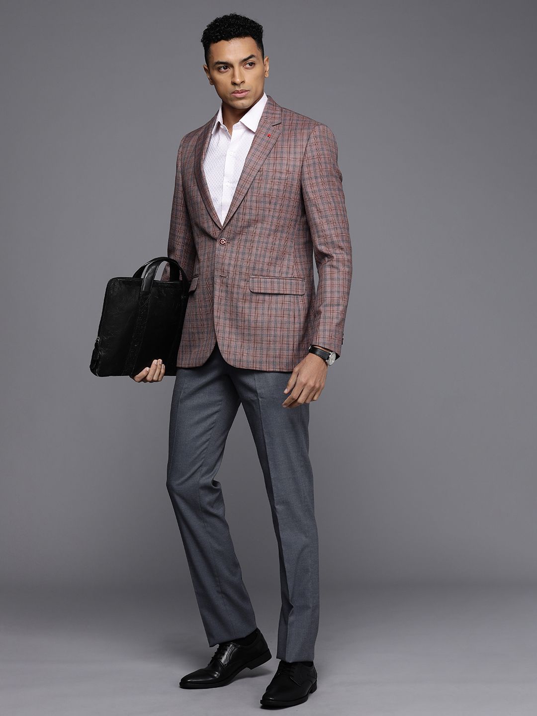 Raymond Men Contemporary Fit Checked Formal Blazer