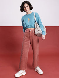 DressBerry Indie Printed Cropped Sweatshirt