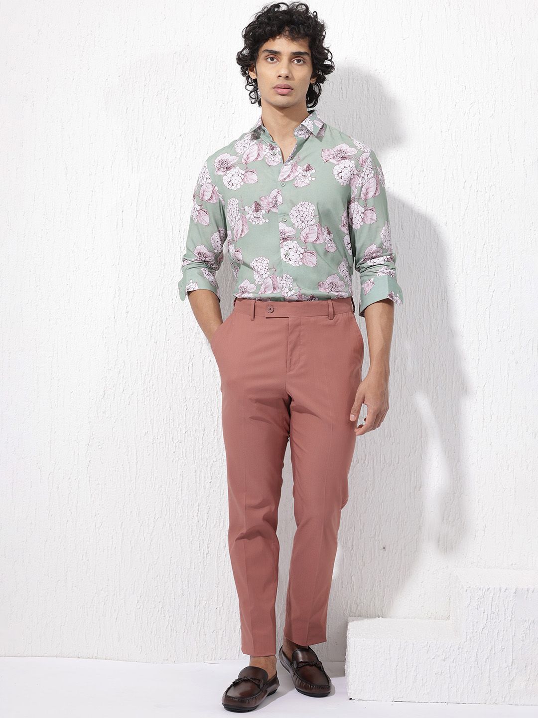 RARE RABBIT Men Sakura Slim Fit Floral Opaque Printed Shirt