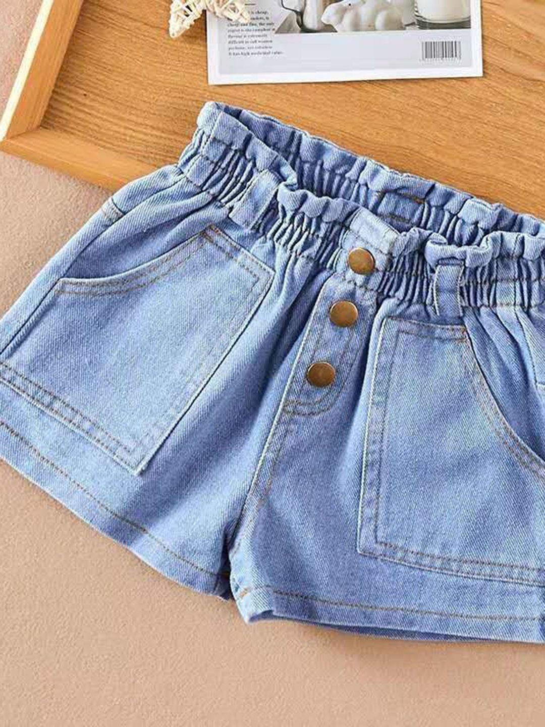 YK Girls Washed Regular Fit Denim Shorts Technology
