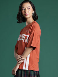 DressBerry Typography Printed Drop-Shoulder Sleeves Pure Cotton T-shirt