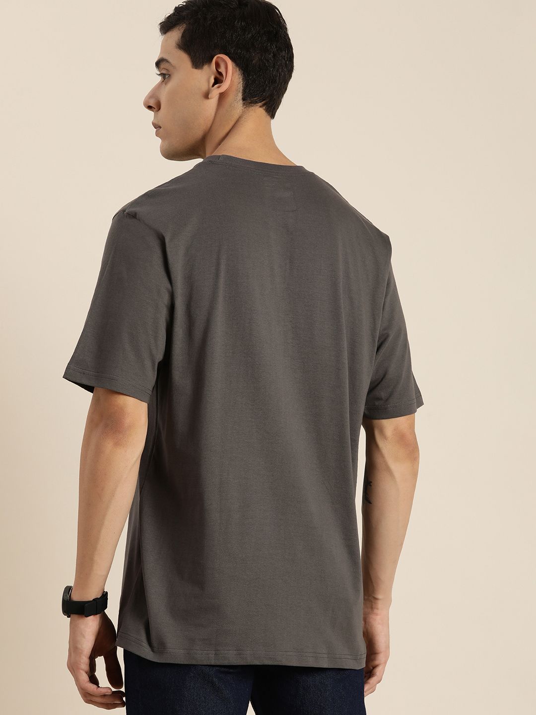 DILLINGER Men Grey Typography Printed Cotton T-shirt