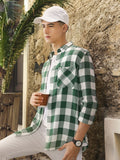 THE BEAR HOUSE Men Green Slim Fit Gingham Checks Checked Casual Shirt