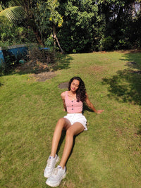 STREET 9 Woman Pretty Pink Solid Cropped Top